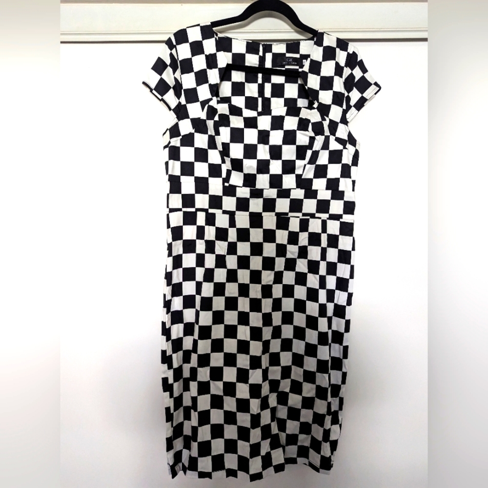 Grace Karin Checkerboard Dress. XL. Black and White